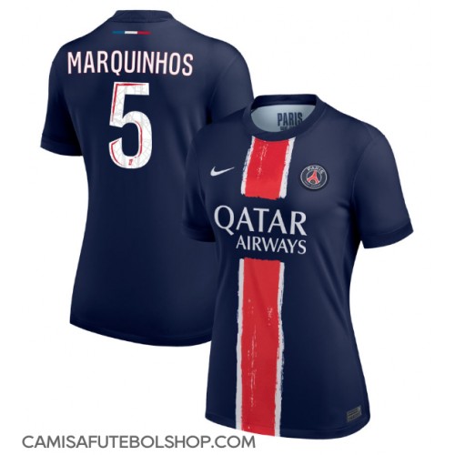 Camisa de time de futebol Paris Saint-Germain Marquinhos #5 Replicas 1º Equipamento Feminina 2024-25 Manga Curta